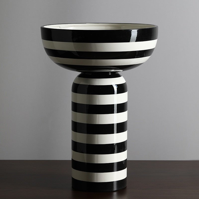 Hommfer – Vase Rayé Noir et Blanc Élégant Elinor - Hommfer
