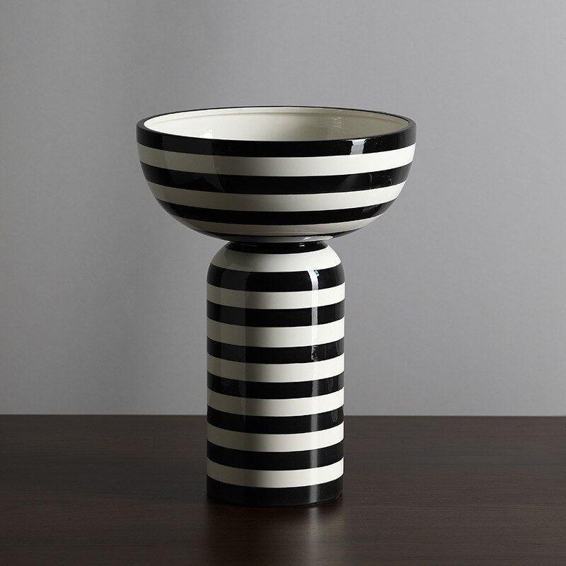 Hommfer – Vase Rayé Noir et Blanc Élégant Elinor - Hommfer