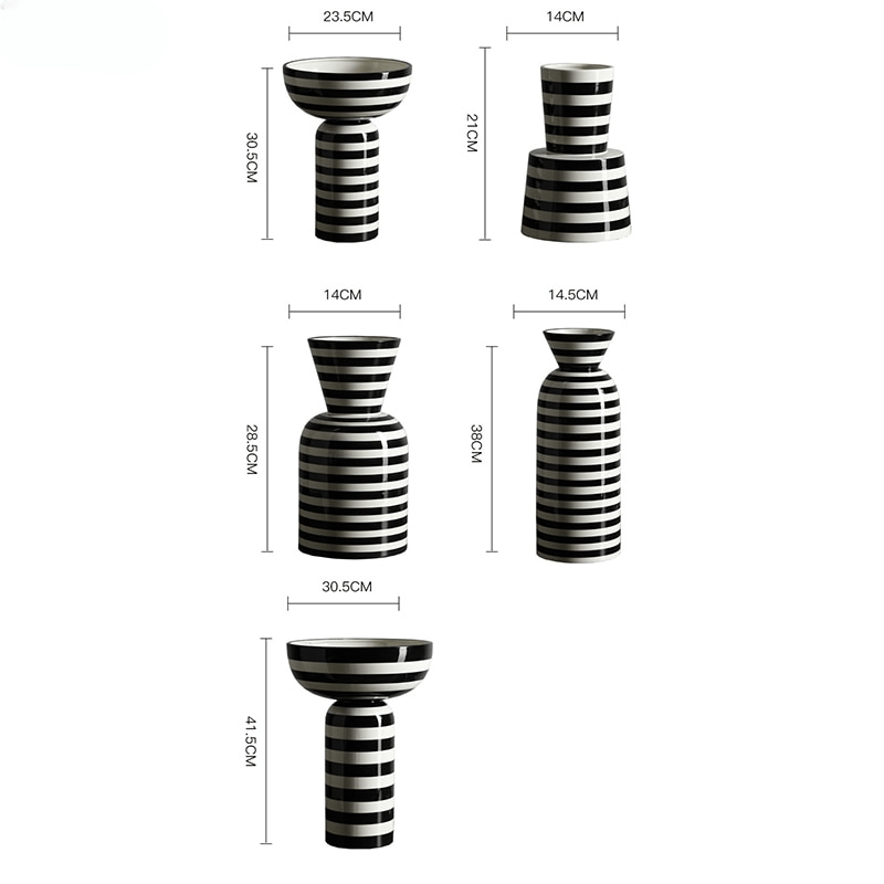 Hommfer – Vase Rayé Noir et Blanc Élégant Elinor - Hommfer