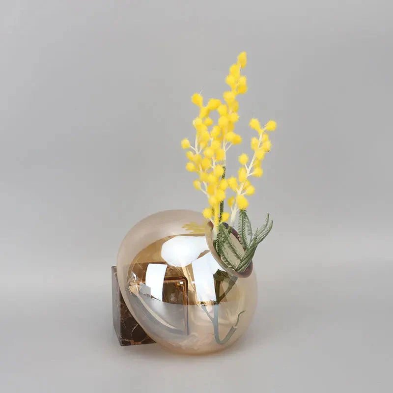 Hommfer – Vase sphérique en verre ambre pour le salon - Hommfer