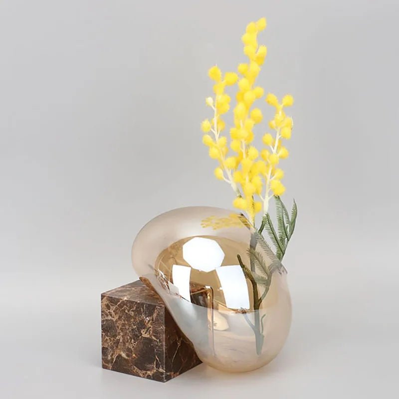 Hommfer – Vase sphérique en verre ambre pour le salon - Hommfer