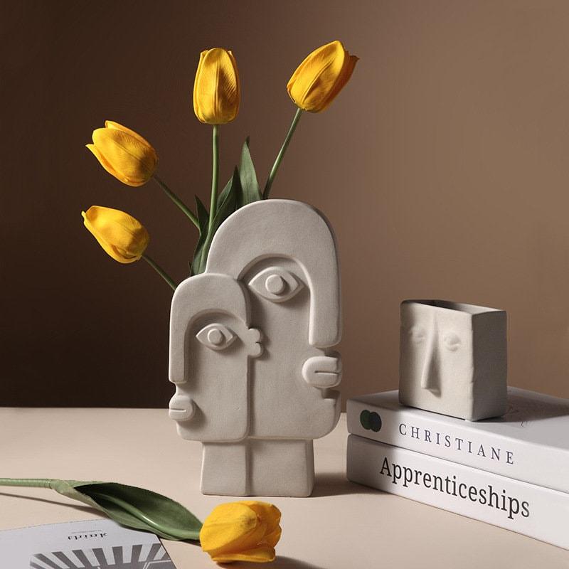 Hommfer – Vase Visage Abstrait en Céramique Moderne - Hommfer