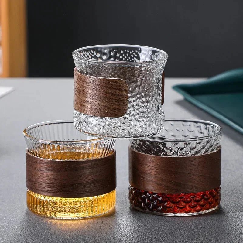 Hommfer – Verre Tumbler Fait Main avec Détail en Bois - Hommfer