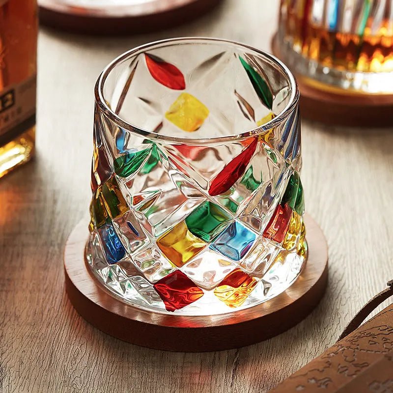Hommfer – Verres à Whisky Cristal Ivy avec Dessous de Verre en Bois - Hommfer