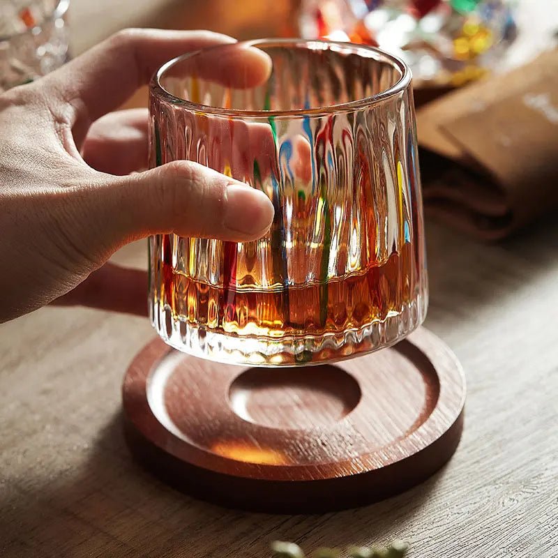 Hommfer – Verres à Whisky Cristal Ivy avec Dessous de Verre en Bois - Hommfer