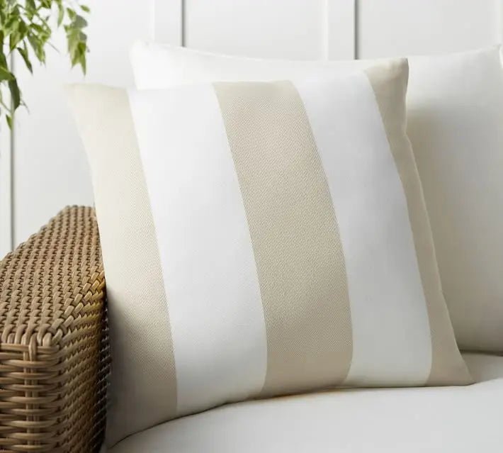 Housse de coussin d’extérieur en velours à rayures larges 45 x 45 cm, 7 couleurs - Hommfer