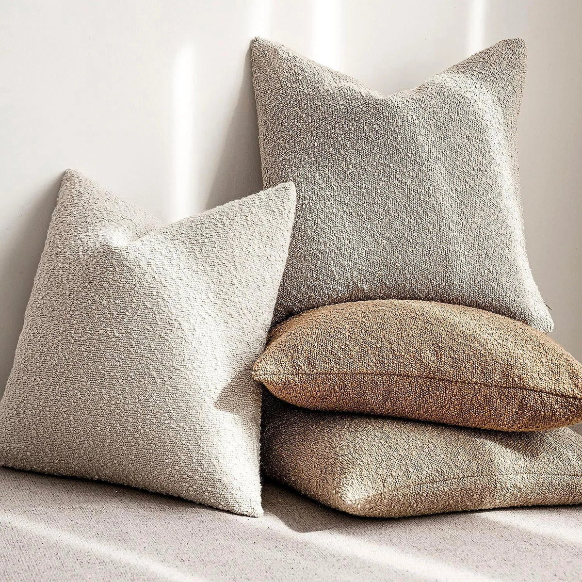 Housse de coussin en bouclé doux 45x45 cm avec fermeture éclair invisible pour canapés et lits, 12 couleurs - Hommfer