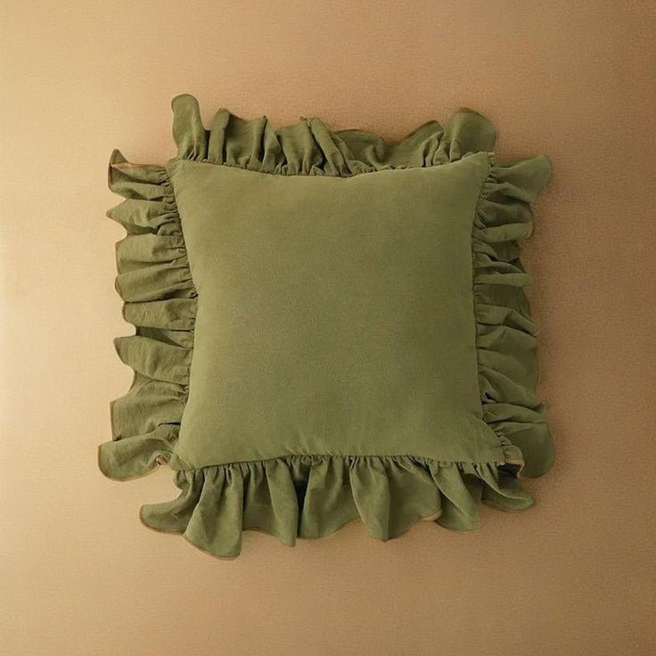 Housse de coussin en coton doux à volants 45 x 45 cm 6 coloris - Hommfer