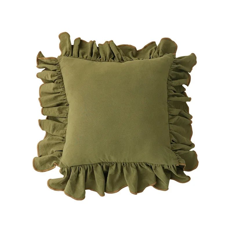 Housse de coussin en coton doux à volants 45 x 45 cm 6 coloris - Hommfer