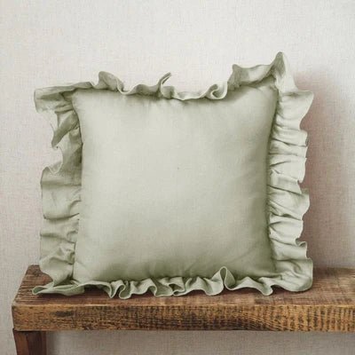 Housse de coussin en lin 100% doux à volants en 10 couleurs sans rembourrage et plusieurs tailles - Hommfer