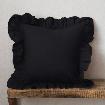 Housse de coussin en lin 100% doux à volants en 10 couleurs sans rembourrage et plusieurs tailles - Hommfer