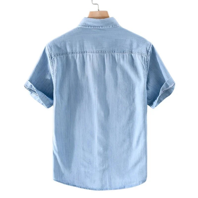 Lazare Chemise en denim 100% coton avec surpiqûres et boutons contrastants pour un confort respirant - Hommfer