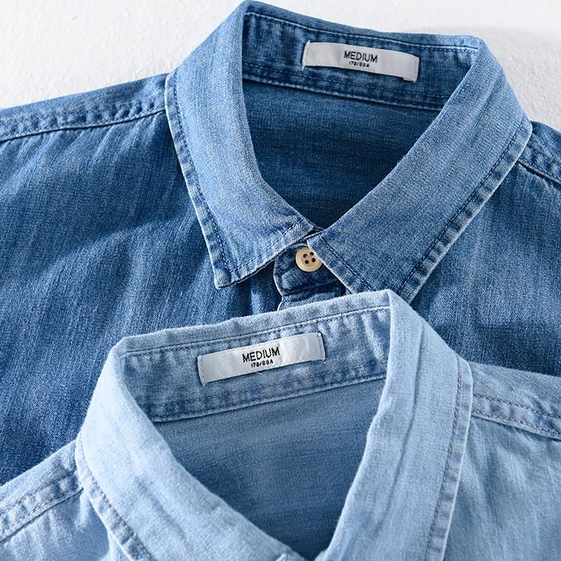 Lazare Chemise en denim 100% coton avec surpiqûres et boutons contrastants pour un confort respirant - Hommfer