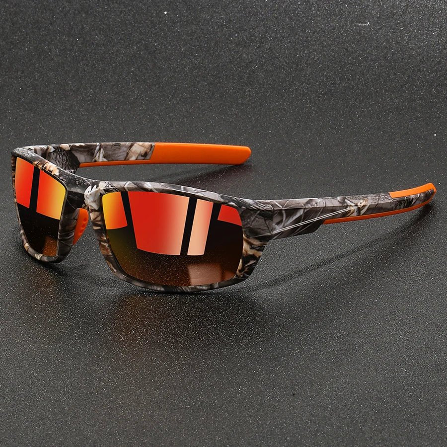 Liora Lunettes de soleil polarisées camouflage à verres miroités anti-éblouissement avec protection UV 400 - Hommfer