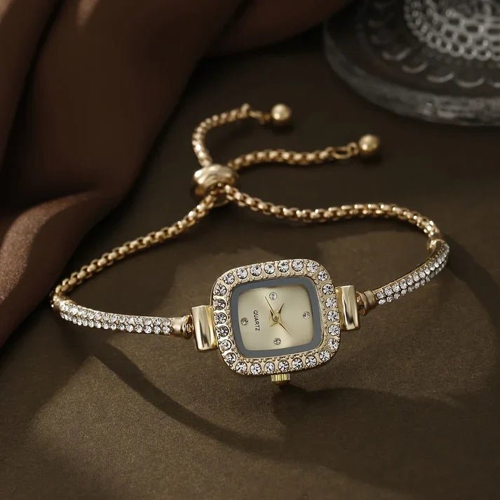 Liora Montre Femme à cadran carré avec pierres brillantes et bracelet réglable - Hommfer