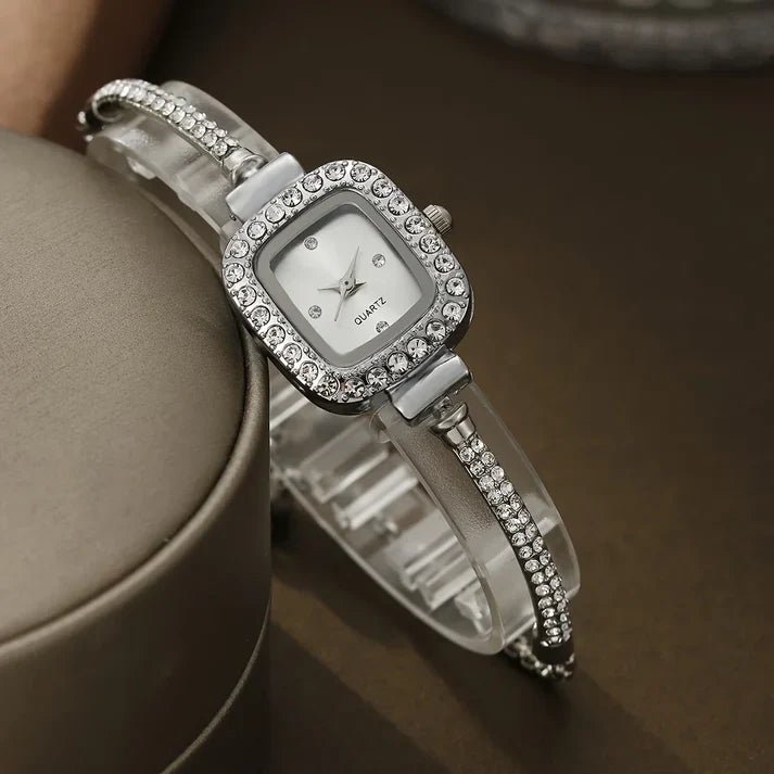 Liora Montre Femme à cadran carré avec pierres brillantes et bracelet réglable - Hommfer