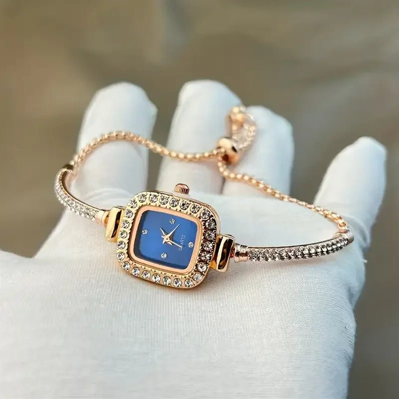 Liora Montre Femme à cadran carré avec pierres brillantes et bracelet réglable - Hommfer