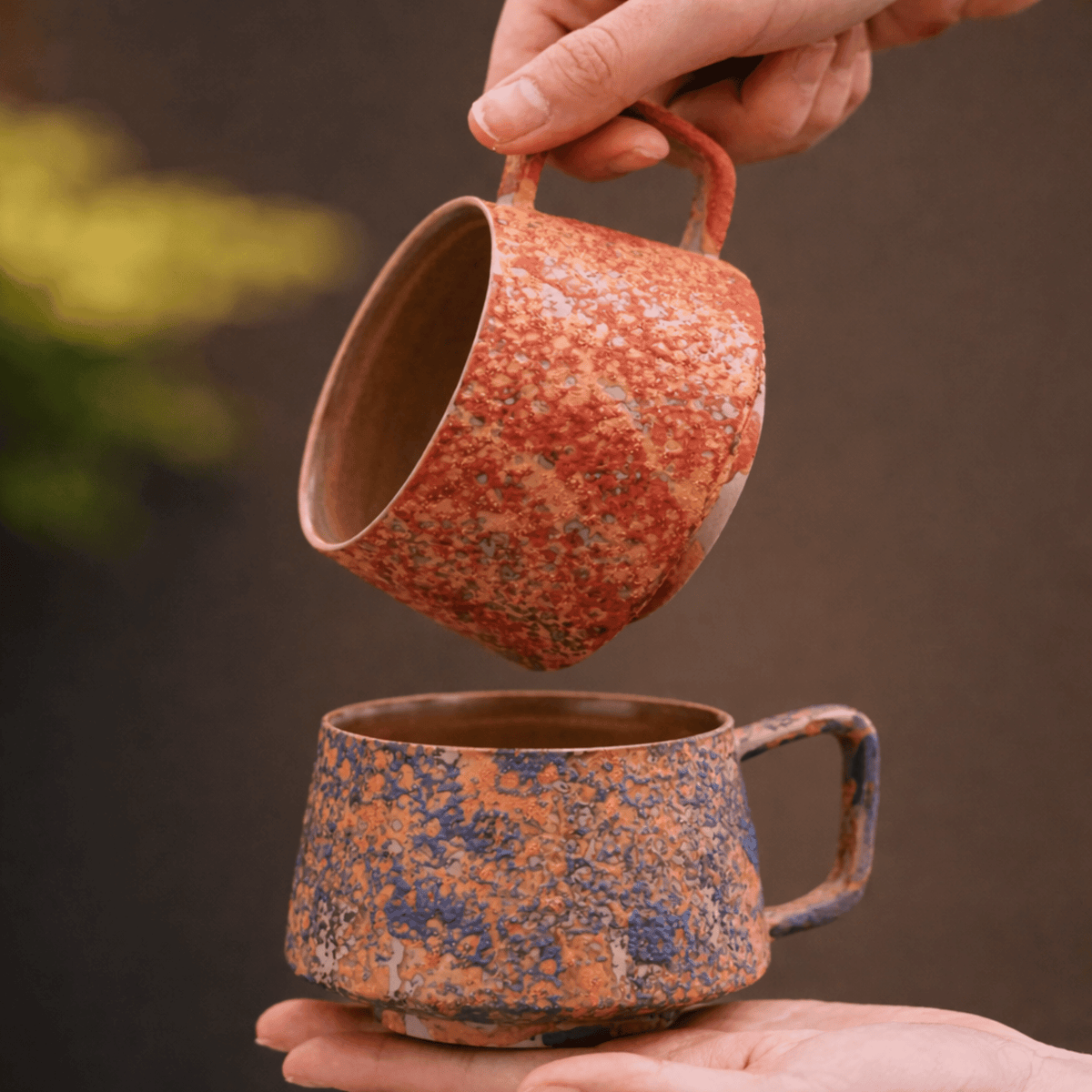 Lot de 6 Tasses en Grès Émaillé pour Café et Thé, env. 300 ml - Hommfer