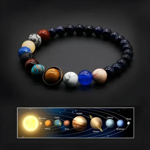 Lyra Bracelet Système Solaire Fait Main à Perles avec Ajustement Extensible - Hommfer