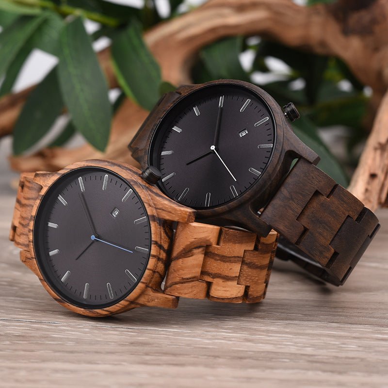 Lysandre Montre en bois de noyer avec mouvement à quartz japonais, verre minéral anti-rayures et fermoir en titane - Hommfer