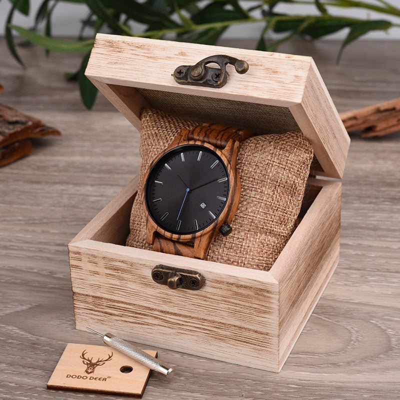 Lysandre Montre en bois de noyer avec mouvement à quartz japonais, verre minéral anti-rayures et fermoir en titane - Hommfer