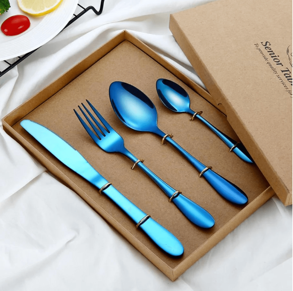 Maison Éclat - Set de couverts bleu - 4 pièces - Hommfer
