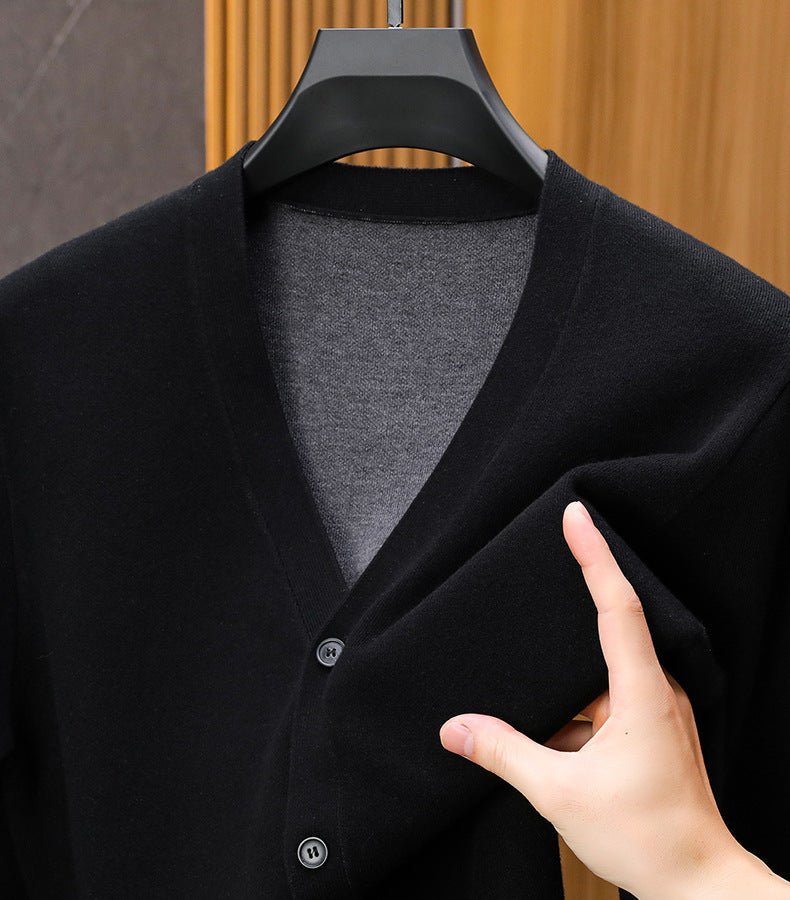 Marceau Cardigan en Cachemire et Laine Mérinos à Col V pour Chaleur Légère - Hommfer