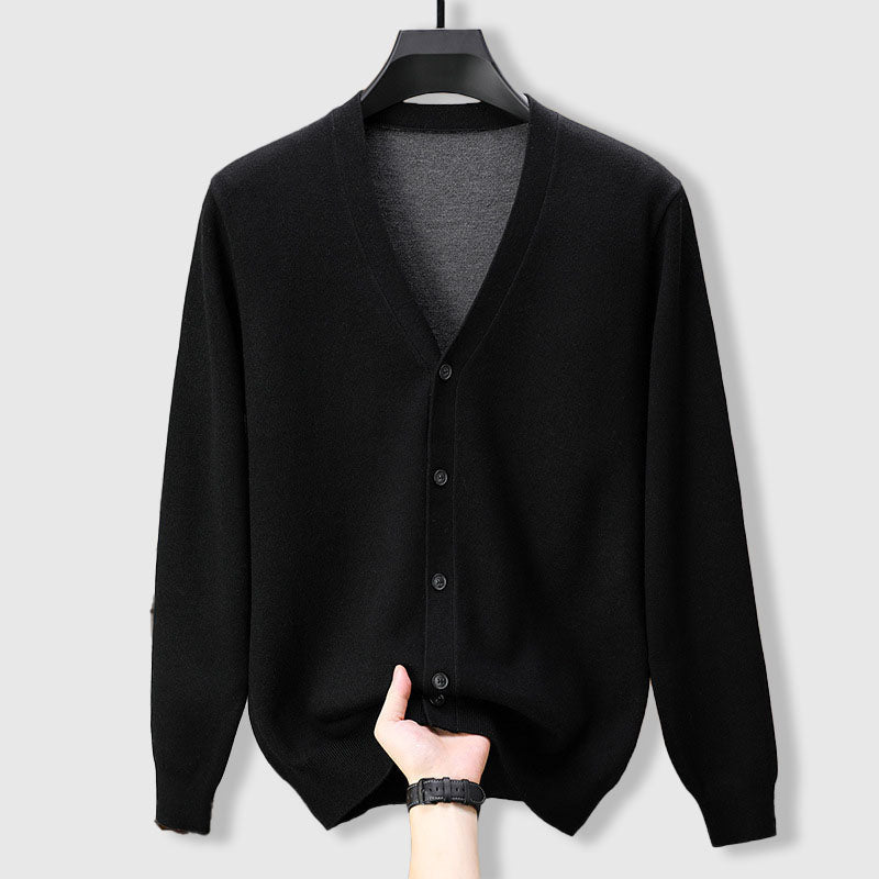 Marceau Cardigan en Cachemire et Laine Mérinos à Col V pour Chaleur Légère - Hommfer