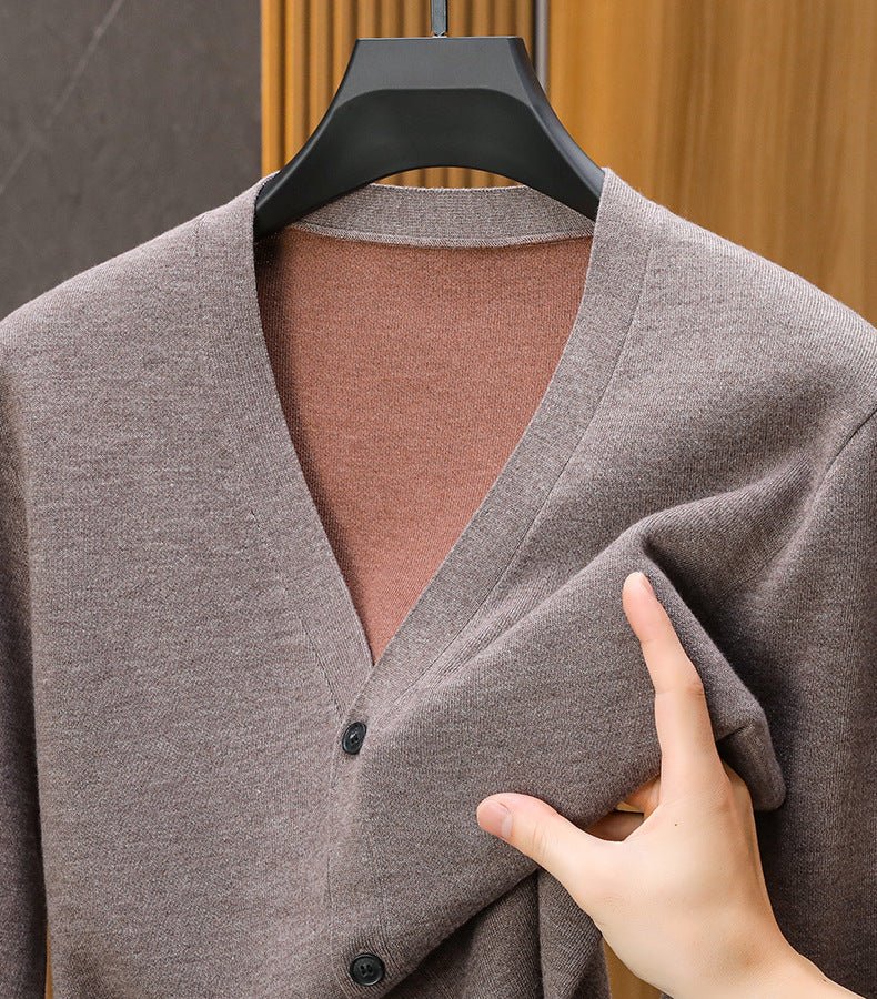 Marceau Cardigan en Cachemire et Laine Mérinos à Col V pour Chaleur Légère - Hommfer