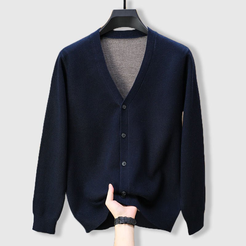 Marceau Cardigan en Cachemire et Laine Mérinos à Col V pour Chaleur Légère - Hommfer