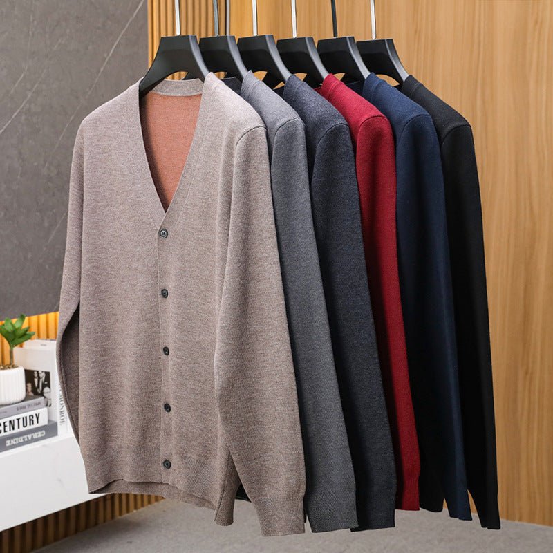 Marceau Cardigan en Cachemire et Laine Mérinos à Col V pour Chaleur Légère - Hommfer