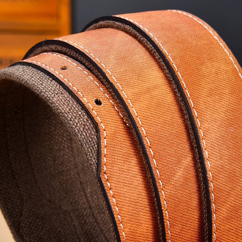 Marceau Ceinture réversible en denim lourd à boucle en métal solide avec coutures renforcées - Hommfer