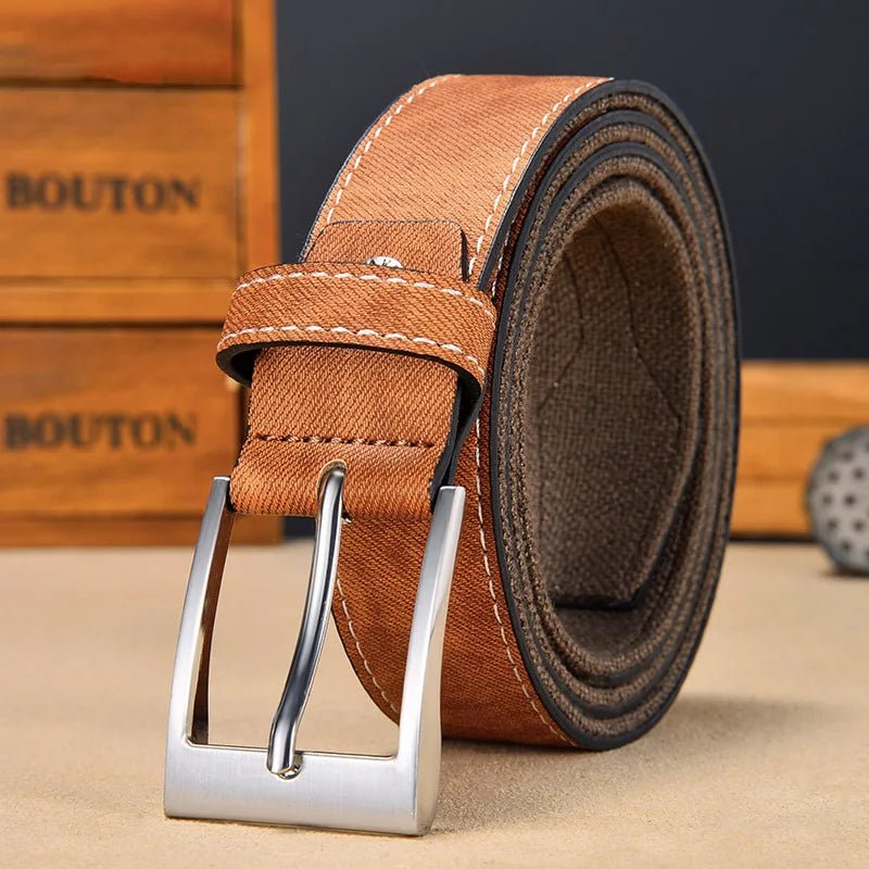Marceau Ceinture réversible en denim lourd à boucle en métal solide avec coutures renforcées - Hommfer