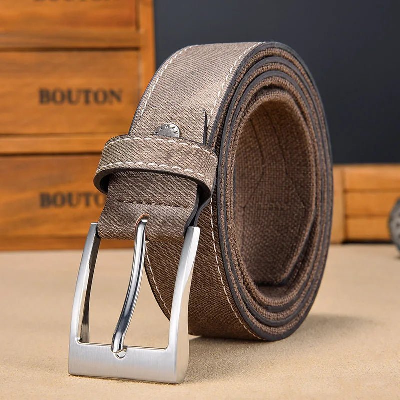 Marceau Ceinture réversible en denim lourd à boucle en métal solide avec coutures renforcées - Hommfer