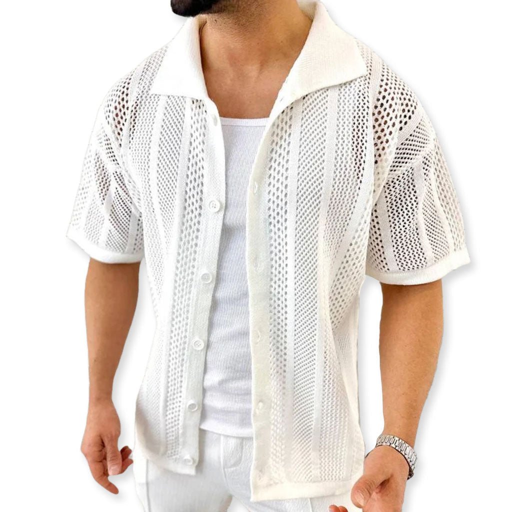 Marceau Chemise à manches courtes en 100 % coton respirant à motif discret pour rester au frais par temps chaud - Hommfer