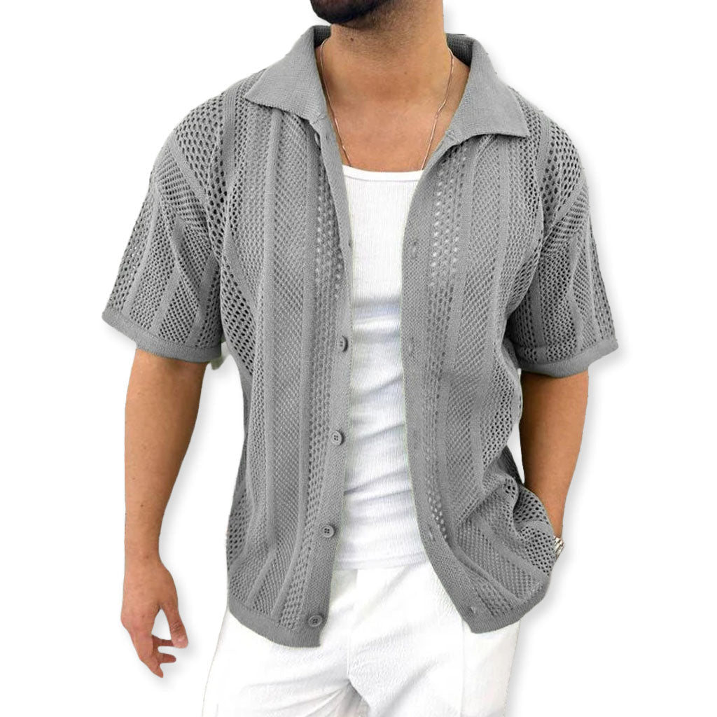 Marceau Chemise à manches courtes en 100 % coton respirant à motif discret pour rester au frais par temps chaud - Hommfer