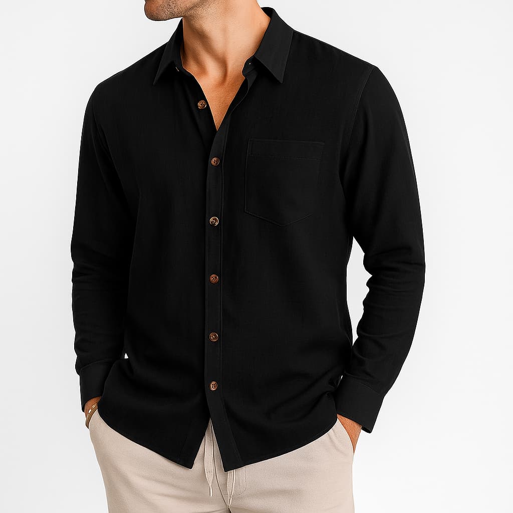 Marceau Chemise respirante en lin 100 % avec poche poitrine pour vos essentiels - Hommfer