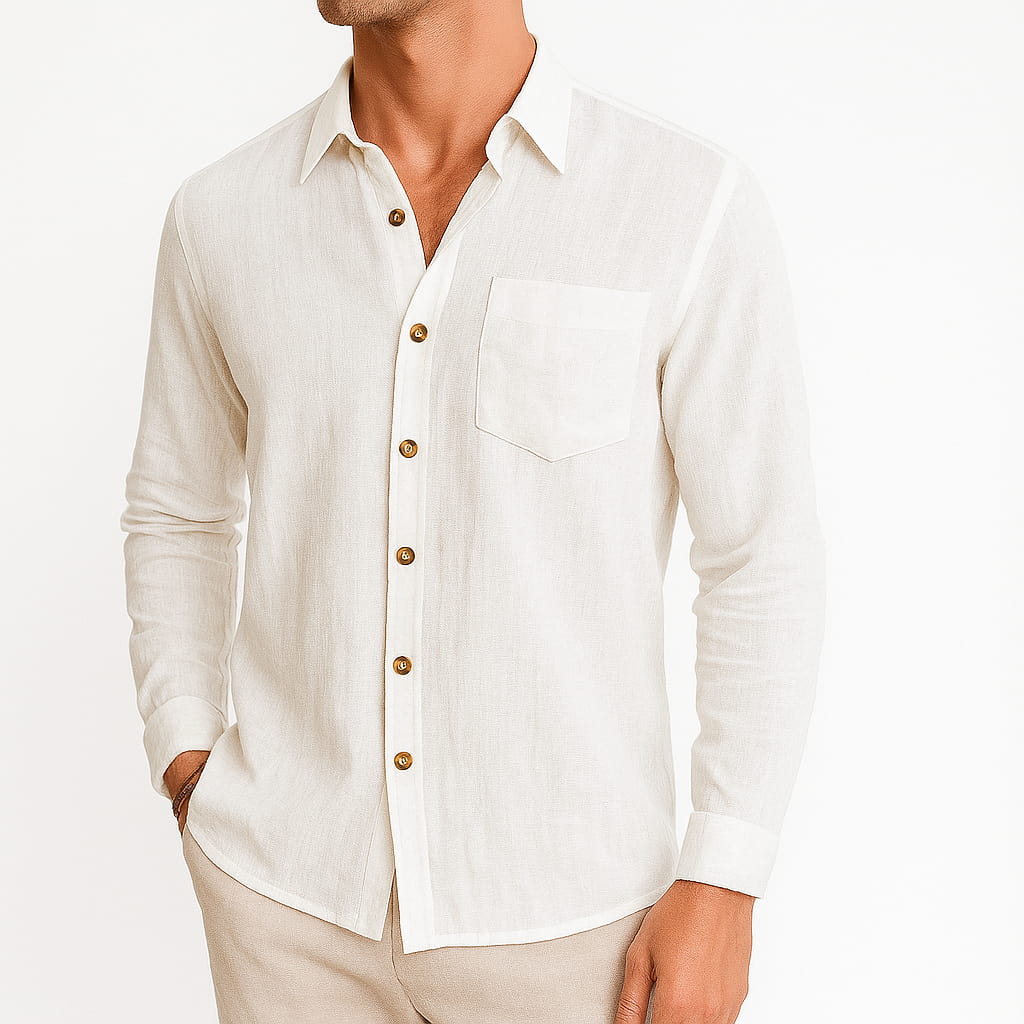 Marceau Chemise respirante en lin 100 % avec poche poitrine pour vos essentiels - Hommfer