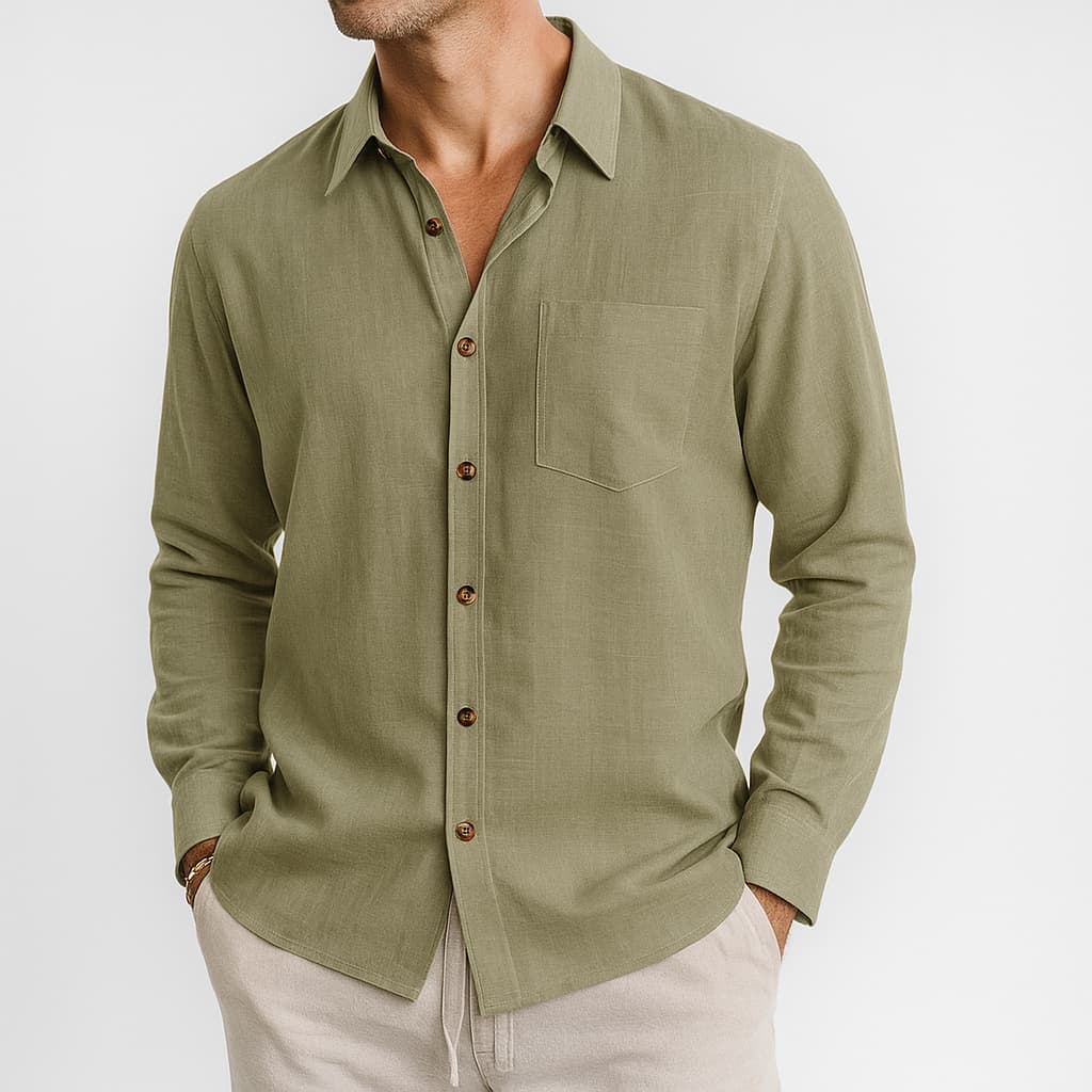 Marceau Chemise respirante en lin 100 % avec poche poitrine pour vos essentiels - Hommfer