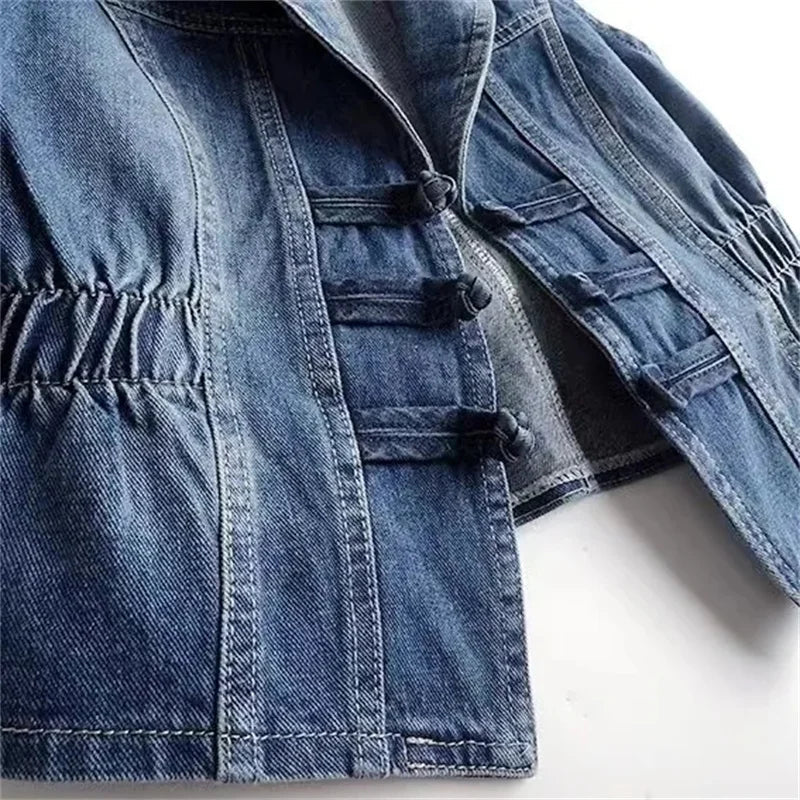 Marceau Gilet en denim de coton biologique, taille cintrée et lavage foncé vintage - Hommfer