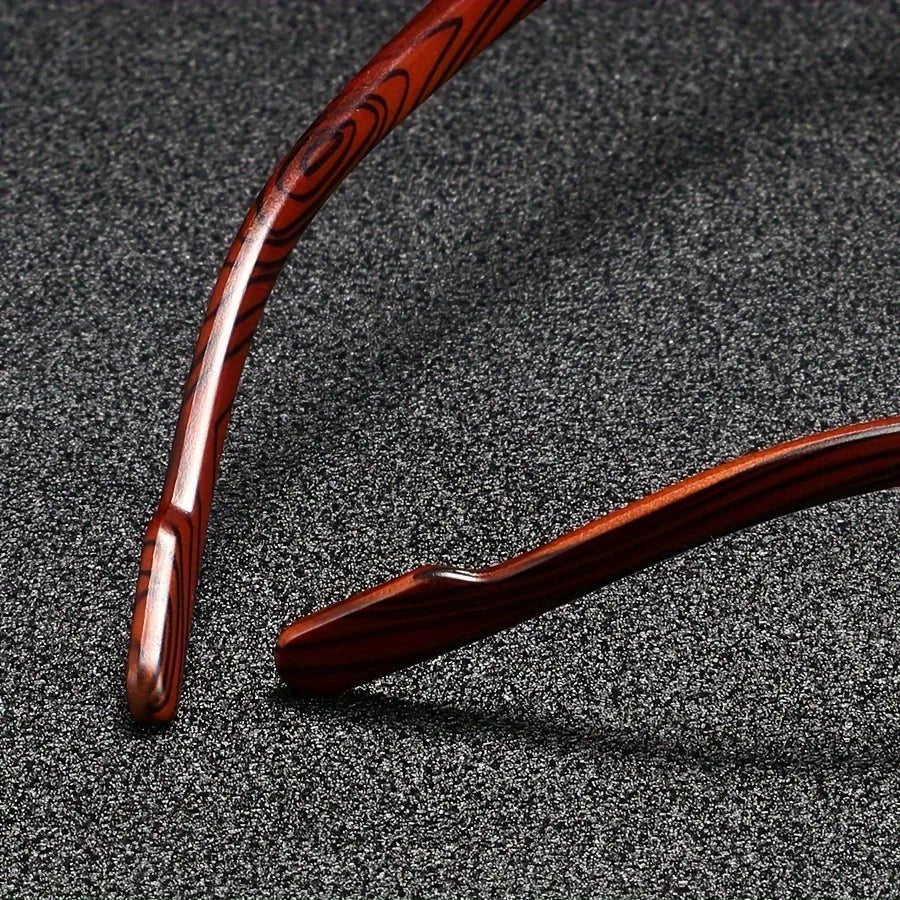 Marceau Lunettes de soleil carrées en métal doré poli avec branches en bois et protection UV400 - Hommfer