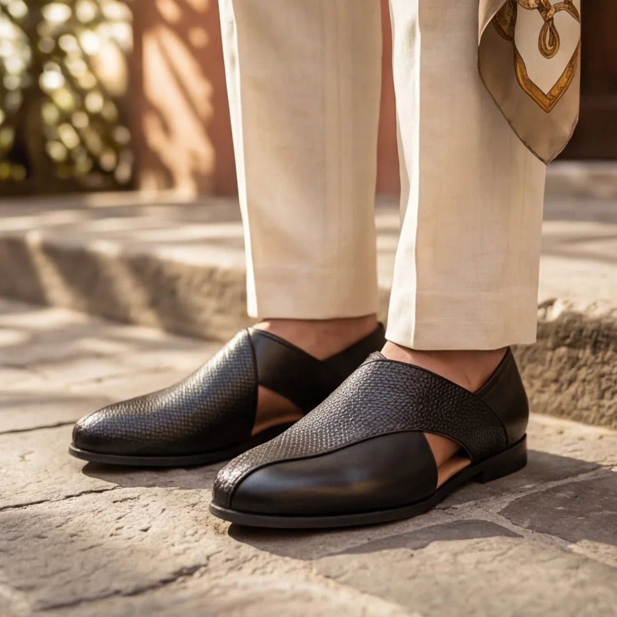 Marceau Mocassin en cuir poli à détails brogue avec semelle intérieure rembourrée pour un confort toute la journée - Hommfer