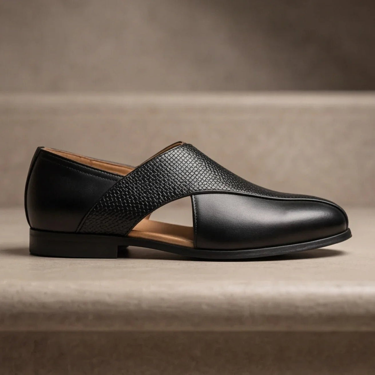 Marceau Mocassin en cuir poli à détails brogue avec semelle intérieure rembourrée pour un confort toute la journée - Hommfer