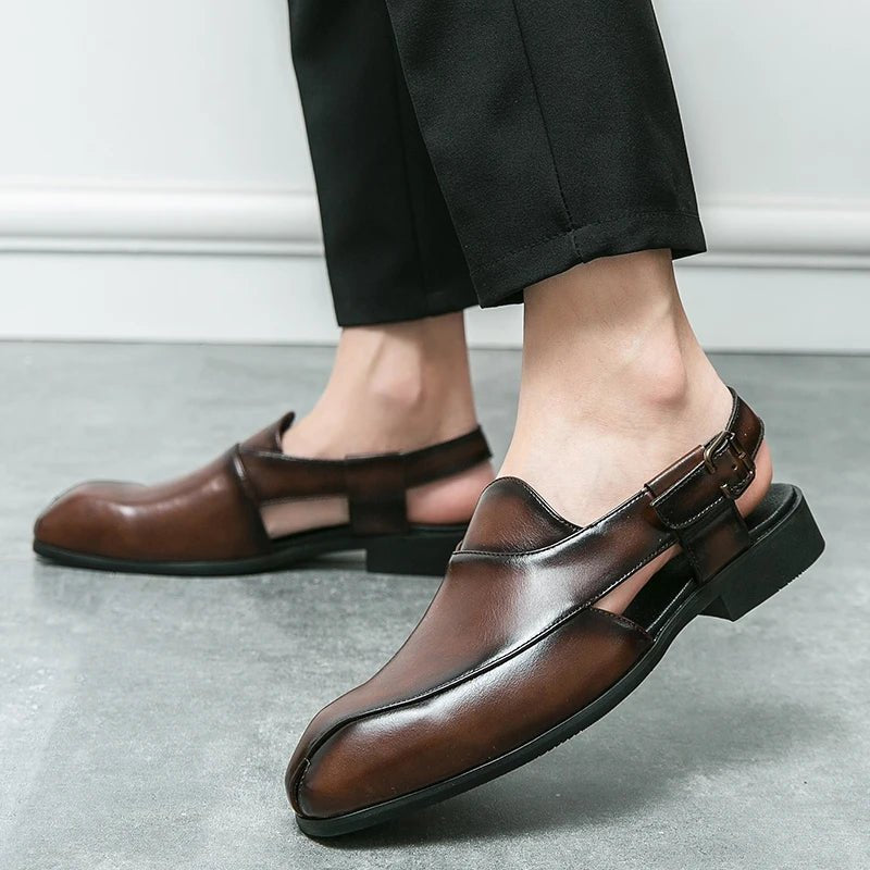 Marceau Mocassins en cuir souple à découpes carrées pour une adhérence sur tous les terrains - Hommfer