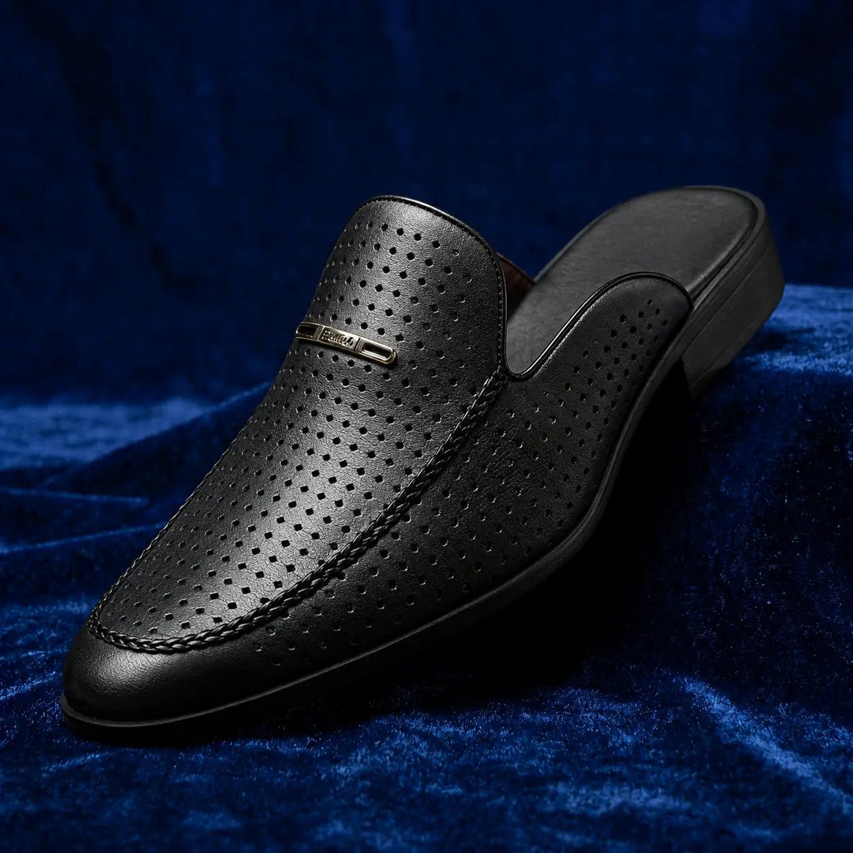 Marceau Mule en cuir pleine fleur perforé pour garder les pieds au frais, semelle antidérapante, confort rembourré - Hommfer
