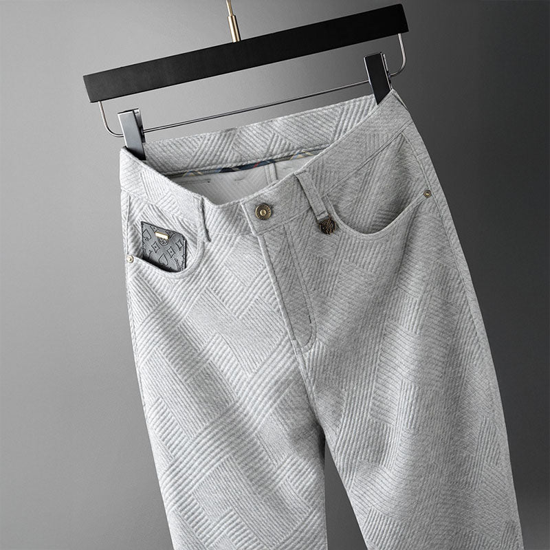 Marceau Pantalon à carreaux en tissu extensible, doublé en polaire, coupe droite pour l’hiver - Hommfer