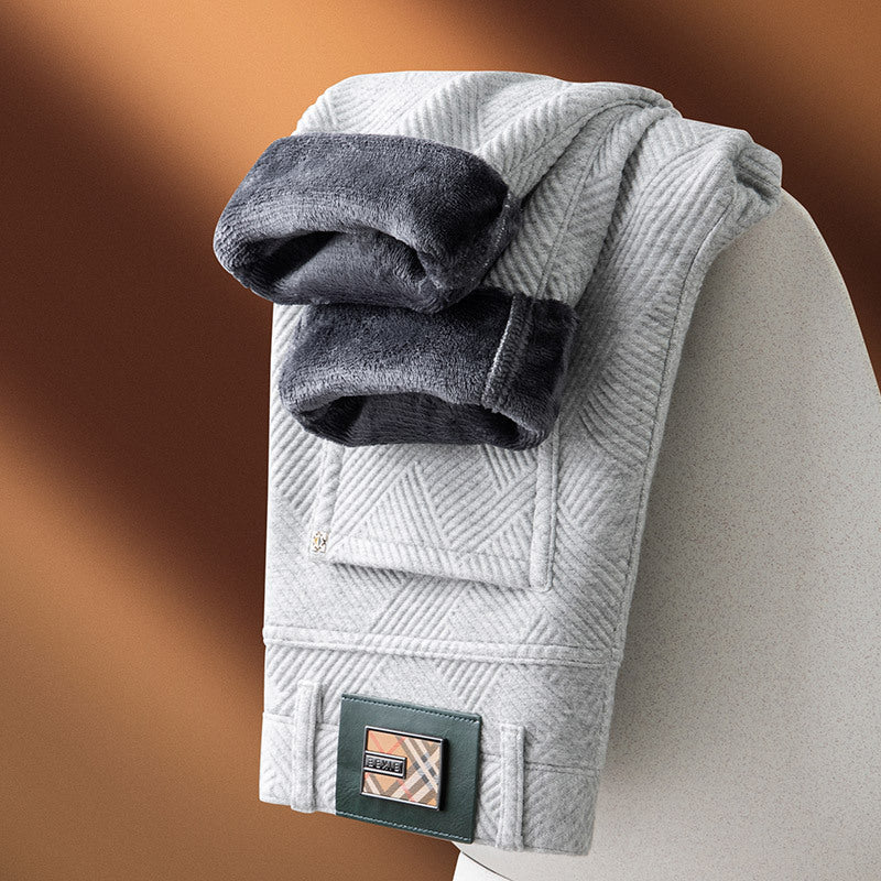 Marceau Pantalon à carreaux en tissu extensible, doublé en polaire, coupe droite pour l’hiver - Hommfer
