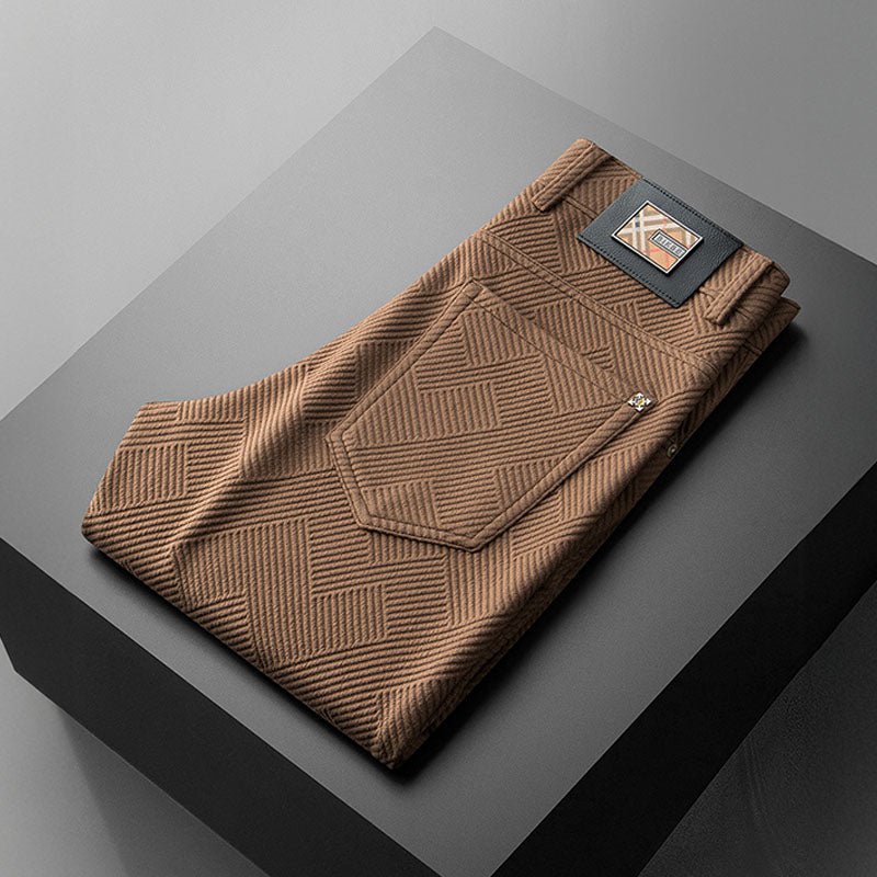 Marceau Pantalon à carreaux en tissu extensible, doublé en polaire, coupe droite pour l’hiver - Hommfer