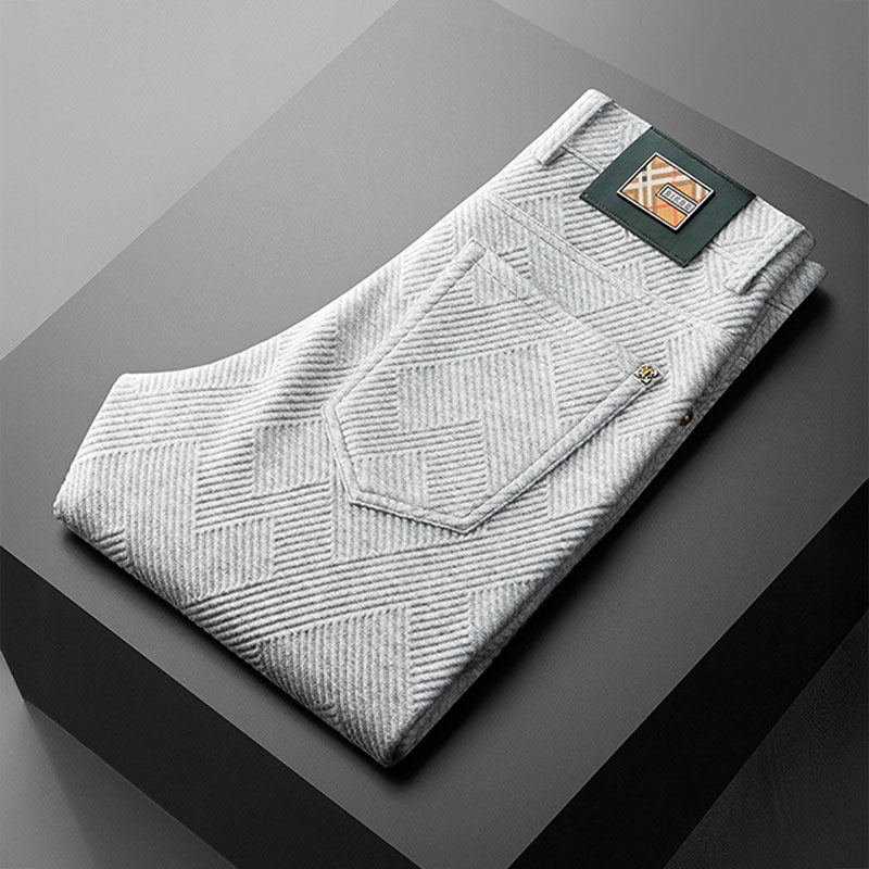 Marceau Pantalon à carreaux en tissu extensible, doublé en polaire, coupe droite pour l’hiver - Hommfer