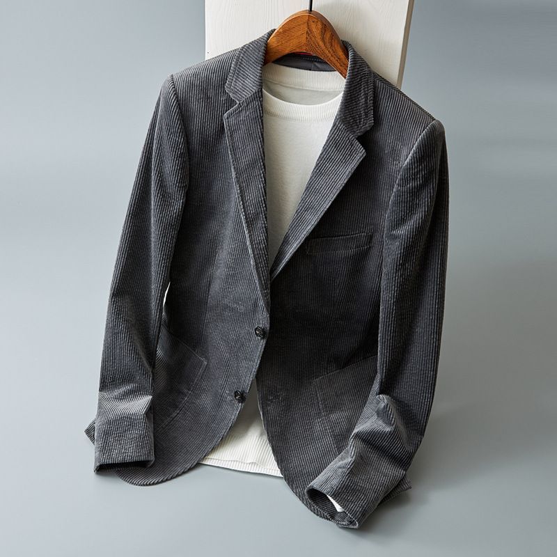 Marceau Veste en velours côtelé à rayures, coupe slim, confort respirant du printemps à l’automne - Hommfer